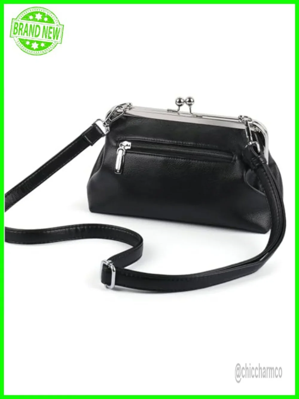Slouchy PU Leather Kiss Lock Hobo Crossbody Bag Shoulder Purse Tote Handbag
